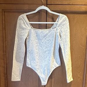 Babaton Cream Textured Long-Sleeve Bodysuit